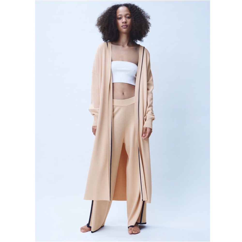CO-ORD SET: LONG KNIT DRESSING GROWN + KNIT PANTS